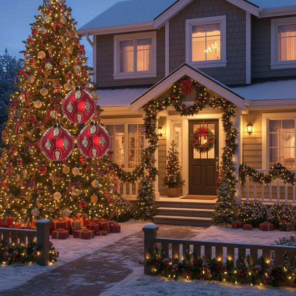 4件套4.7英寸圣诞玻璃球装饰品用于圣诞树悬挂派对用品节日装饰FBA发货-2