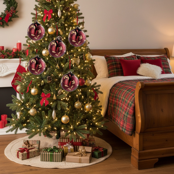 6件套圣诞玻璃球装饰品节日树派对悬挂装饰品圣诞装饰品FBA发货-8