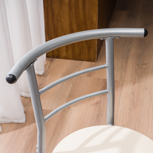 拆装 密度板 铁 原木色 银色烤漆 餐桌椅套装 1桌2椅 椭圆形桌面-23