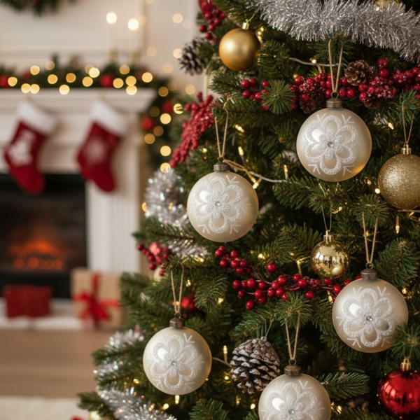 6件套玻璃圣诞球装饰品3.9英寸树挂装饰节日派对套装FBA发货-12