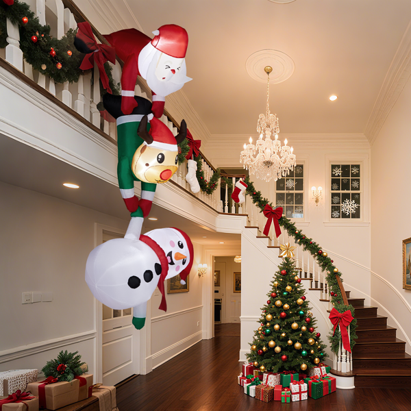 7.5FT 悬挂老人小鹿雪人  3颗白光LED  190D涤纶  圣诞充气装饰 12V 12V,1250mA 美规-5
