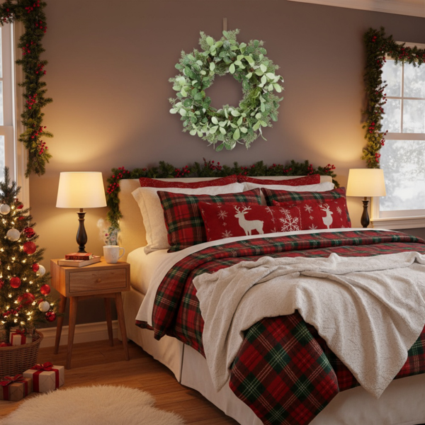 24英寸圣诞雪松花环 全奢华绿植 节日门饰 节日松果与浆果点缀FBA发货-3