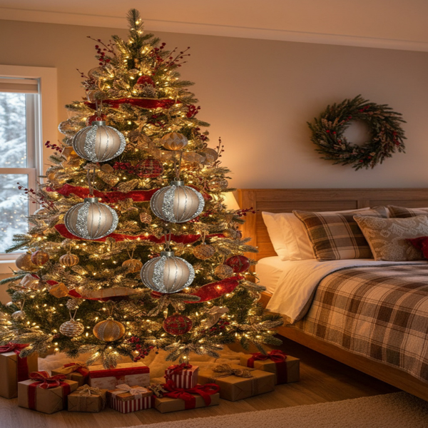 4件套4.7英寸圣诞玻璃球装饰品节日树悬挂装饰品派对装饰用品FBA发货-4