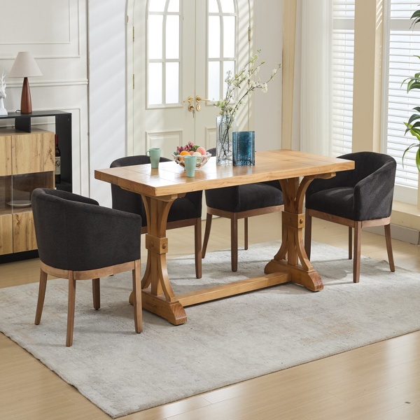 中世纪现代软垫桶形餐椅，带扶手，农舍亚麻厨房和餐厅椅子，天然硬木框架，19 英寸宽，客厅装饰椅，单件装，黑色，SW1891BK-10