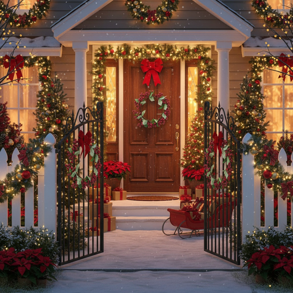 3件套松果和绿色圣诞花环13英寸红莓冬青花环，用于节日家居装饰FBA发货-12