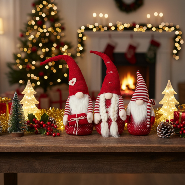 4件套21.3英寸圣诞节侏儒家庭红色万圣节装饰品丰收节秋季室内户外节日展示FBA发货-12