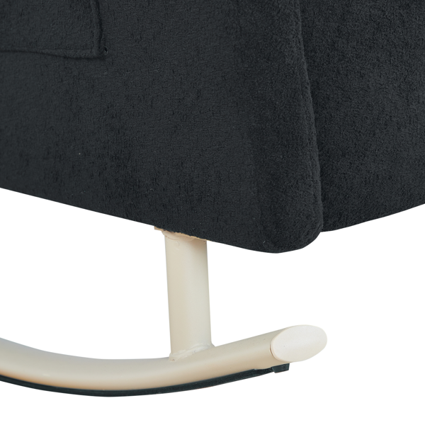 金属腿绒面布艺摇椅，配侧边储物袋——现代舒适与实用兼备-6