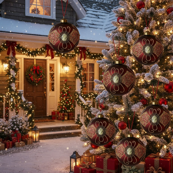 6PCS套3.9英寸圣诞球装饰品圣诞树悬挂派对装饰品节日家居装饰FBA发货-1