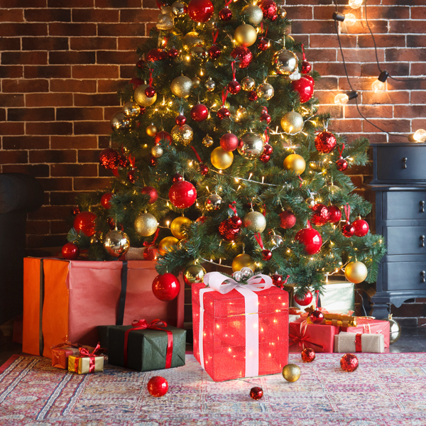 12in 红色 葱布 电动开盖圣诞老人礼物盒  60L暖白皮线灯 圣诞灯饰礼盒 24V 7.2W 英规-17