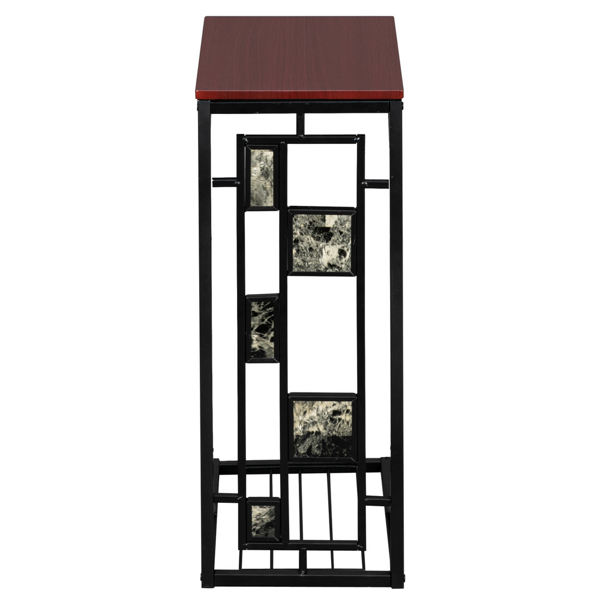 P2密度板 单层 边几 C型 碎石图案 桌面棕色 黑色喷塑 30.5*21*54cm-6
