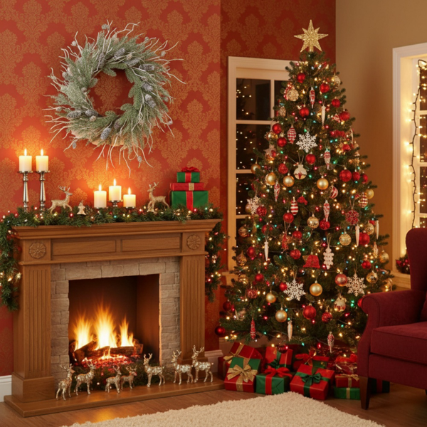 24英寸圣诞松花环松果和绿色节日门装饰，预点燃或自然风格，用于节日家居装饰FBA发货-9