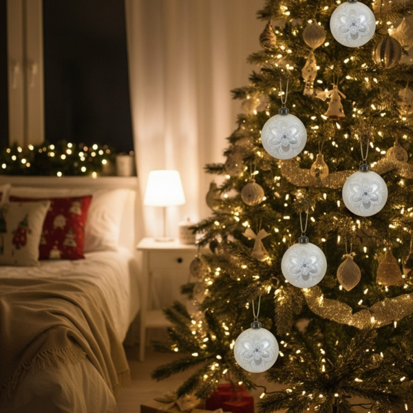 6件套玻璃圣诞球装饰品3.9英寸树挂装饰节日派对套装FBA发货-13