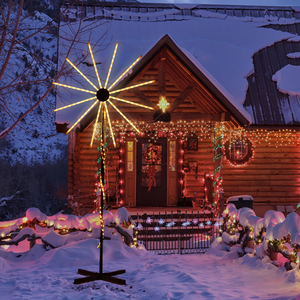 8.3ft 白色  风车 渐变烟花灯效 180皮线灯RGB 圣诞灯饰经典元素 30V 3.6W 美规-8