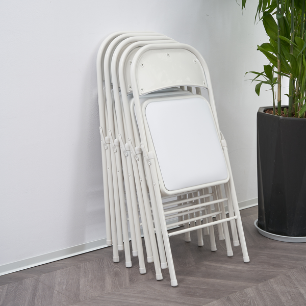 6pcs PVC 钢管 白色 软包折叠椅 40*45*78cm-35