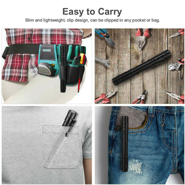 2支便携式迷你LED手电筒露营徒步旅行手持手电筒笔工作灯(TK/TMEU下自提)-11