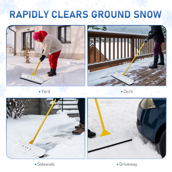 29*5in T型带握把除雪铲 黄色手柄+白色刀片 人力除雪车 铁艺-10