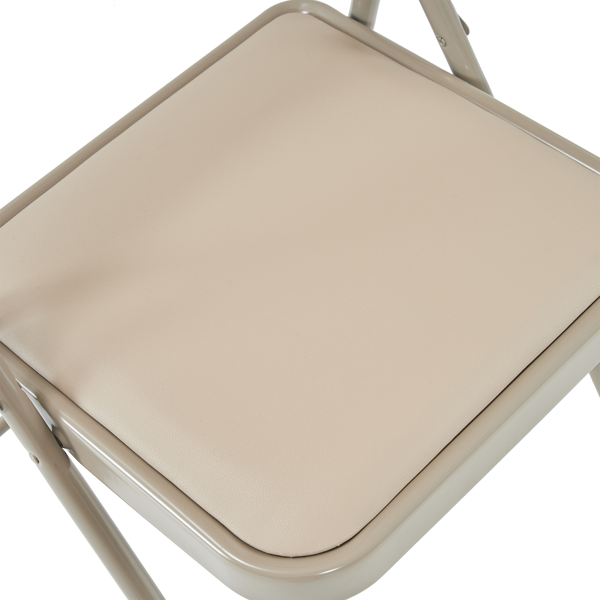 6pcs 简易皮革 PVC 钢管 浅棕色 软包折叠椅 40*45*78cm-29