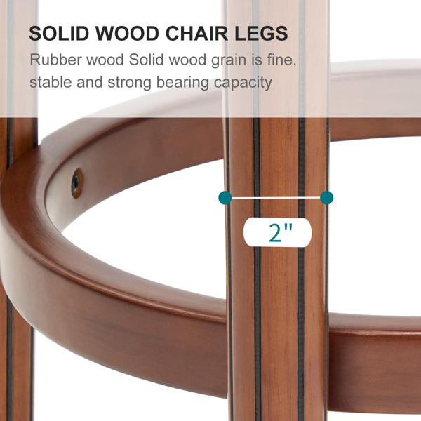 座椅高度 26 英寸牛皮木质吧台凳，360 度旋转吧台高度椅，带靠背，适用于家庭厨房柜台（黑色 1 件）-4