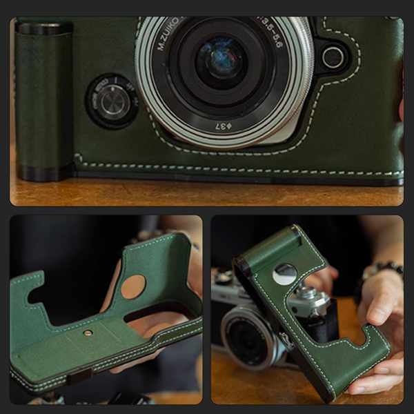 真皮手工相机手柄包，适用于奥林巴斯 OM SYSTEM OMVt（咖啡色）-3