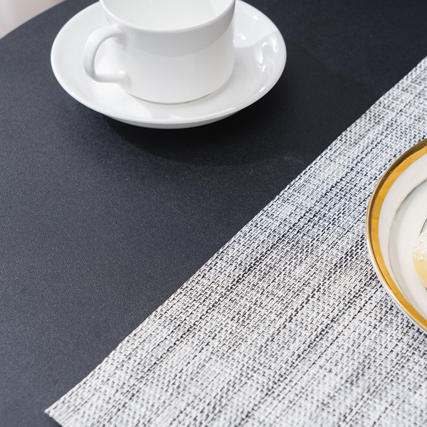 拆装 密度板 铁 黑色 银色烤漆 餐桌椅套装 1桌2椅 椭圆桌面-29