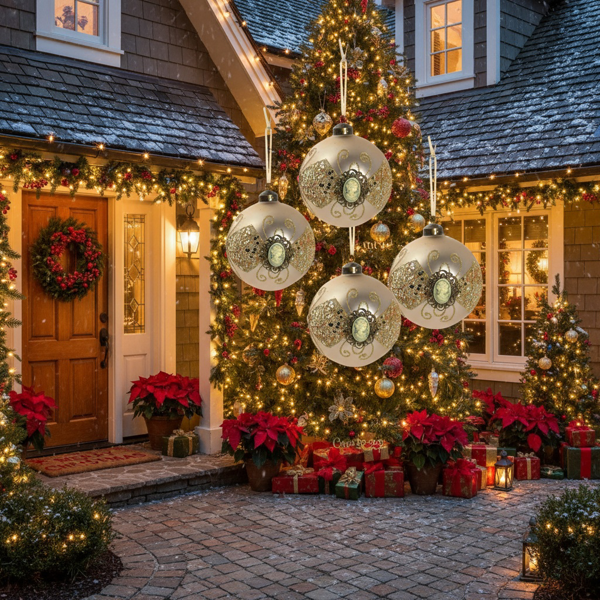 6件套圣诞球装饰品3.9英寸圣诞树装饰玻璃挂球节日派对套装FBA发货-9