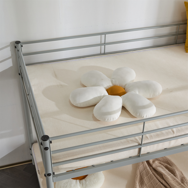 灰色 Twin 圆管双层矮床 护栏斜梯 铁床 美国-5