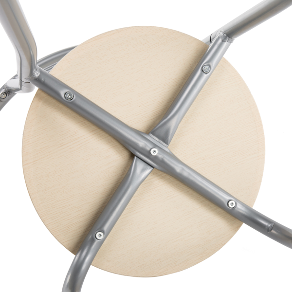 拆装 密度板 铁 原木色 银色烤漆 餐桌椅套装 1桌2椅 椭圆形桌面-19