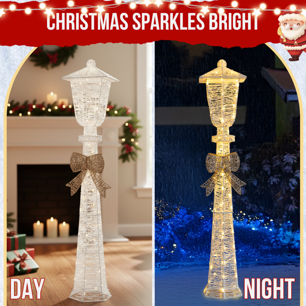 5FT 白色 绕线撒粉 灯塔带蝴蝶结 110LED 暖白灯 圣诞灯饰经典元素 30V 3.6W-8