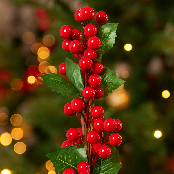 3件套松果和绿色圣诞花环13英寸红莓冬青花环，用于节日家居装饰FBA发货-7
