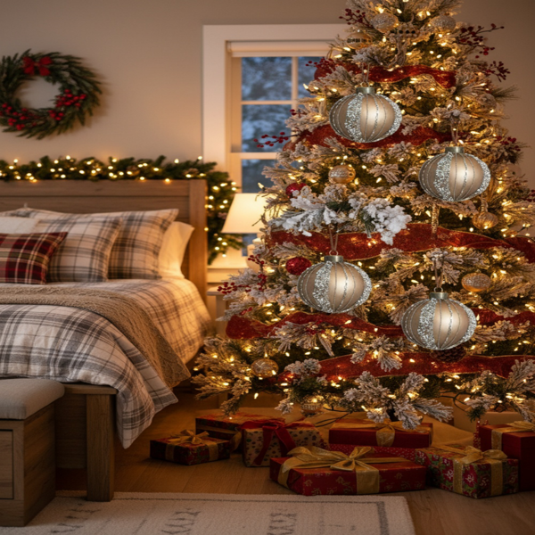 4件套4.7英寸圣诞玻璃球装饰品节日树悬挂装饰品派对装饰用品FBA发货-7