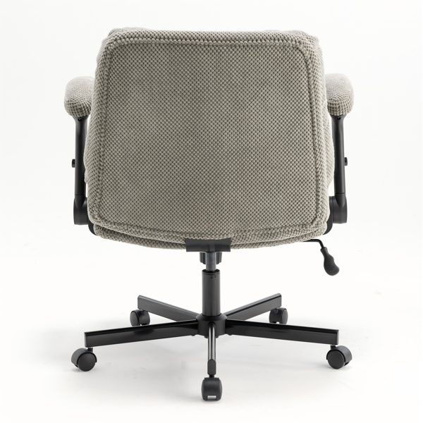 带轮子和翻转臂的舒适的织物交叉腿办公椅，带厚垫和宽座，可调节的旋转办公椅，适用于家庭办公室、公寓、卧室，绿色-10