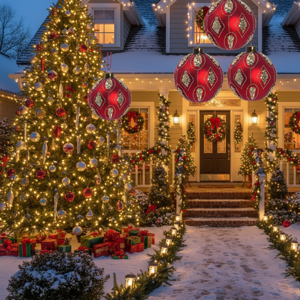 4件套4.7英寸圣诞玻璃球装饰品用于圣诞树悬挂派对用品节日装饰FBA发货-1