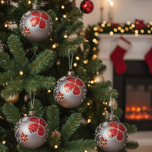 4件套4.7英寸圣诞玻璃球装饰品节日挂树装饰品，用于派对节日装饰FBA发货-14