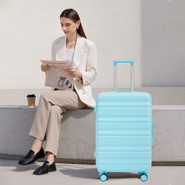 20 英寸/24 英寸/28 英寸 3 件/套三合一 ABS 万向轮行李箱，可随身携带，颜色匹配，密码锁（蓝色）-8