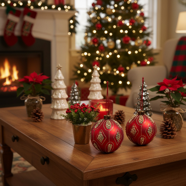 4件套4.7英寸圣诞玻璃球装饰品用于圣诞树悬挂派对用品节日装饰FBA发货-16