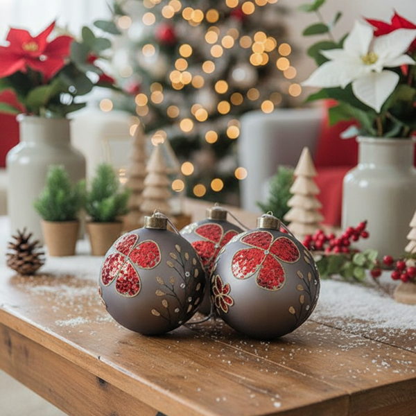 4件套4.7英寸圣诞玻璃球装饰品节日挂树装饰品，用于派对节日装饰FBA发货-16