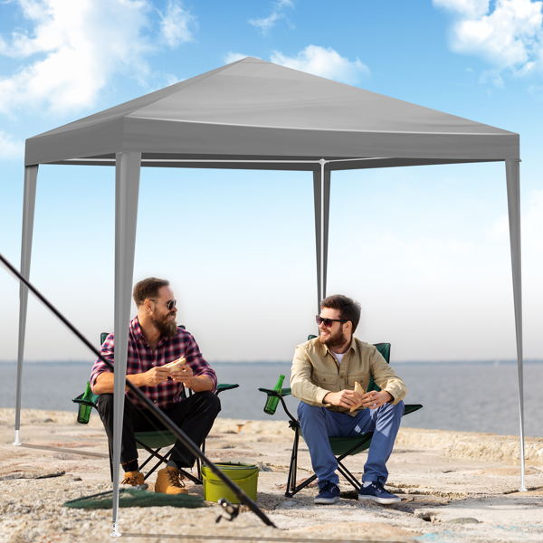 6.5*6.5ft 灰色 4围 仿折叠棚 2门2窗 PE布 喷塑铁管 配拎包-16