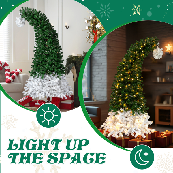 6ft 绿加白色 歪脖树 自动树 PVC 839枝头 250灯暖白8模式 圣诞树 30V 6W 美规-7