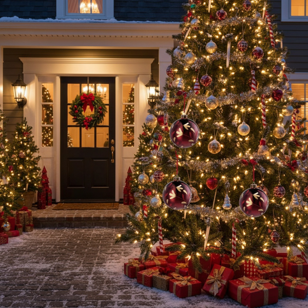 4件套4.7英寸圣诞玻璃球装饰品挂树装饰品闪亮的节日派对装饰品圣诞树装饰品FBA发货-10