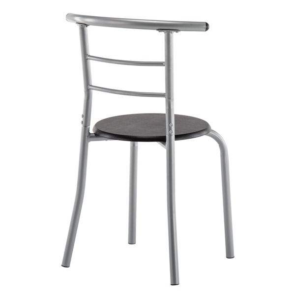 拆装 密度板 铁 黑色 银色烤漆 餐桌椅套装 1桌2椅 椭圆桌面-12