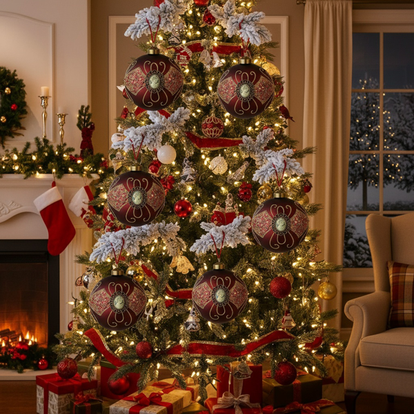 6PCS套3.9英寸圣诞球装饰品圣诞树悬挂派对装饰品节日家居装饰FBA发货-14