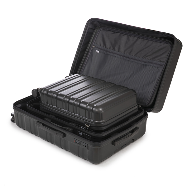 20 英寸/24 英寸/28 英寸 3 件/套三合一 ABS 万向轮行李箱，可随身携带，颜色匹配，密码锁（深灰色）-4