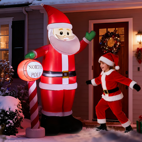 8.2FT 圣诞老人小路标 3颗LED  210D涤纶 圣诞充气装饰 12V 12V,1000mA 英规-10