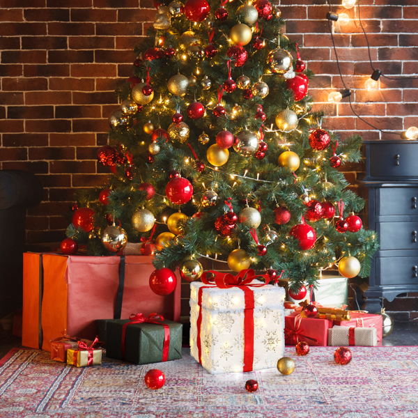 12in 白色  绒布 电动开盖小鹿礼物盒  60L暖白皮线灯 圣诞灯饰礼盒 24V 7.2W 美规-10