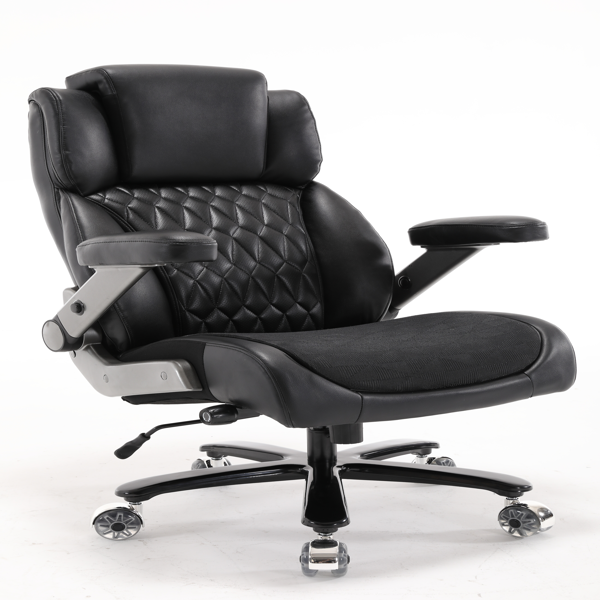 500磅又大又高的办公椅符合人体工程学的网状座椅办公椅，带可调节腰部支撑、升降头枕、3D翻转臂和大型橡胶脚轮，成人高靠背行政电脑椅-9