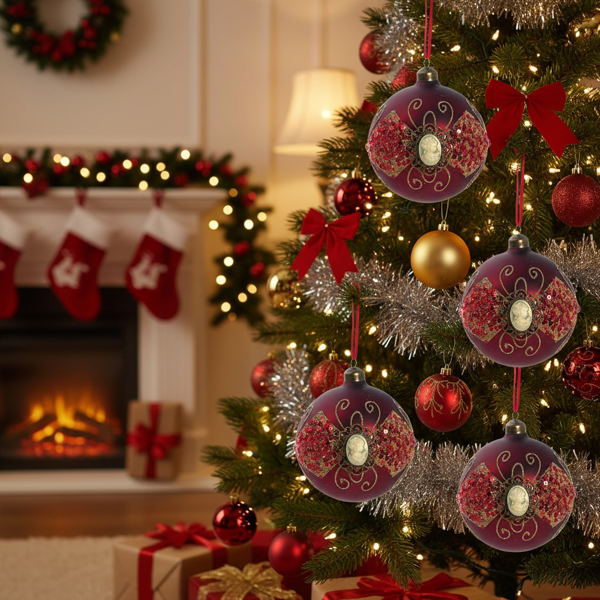 6PCS套3.9英寸圣诞球装饰品圣诞树悬挂派对装饰品节日家居装饰FBA发货-11