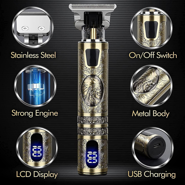 小液晶显示屏专业男士无绳理发器胡子修剪器理发器套装-10