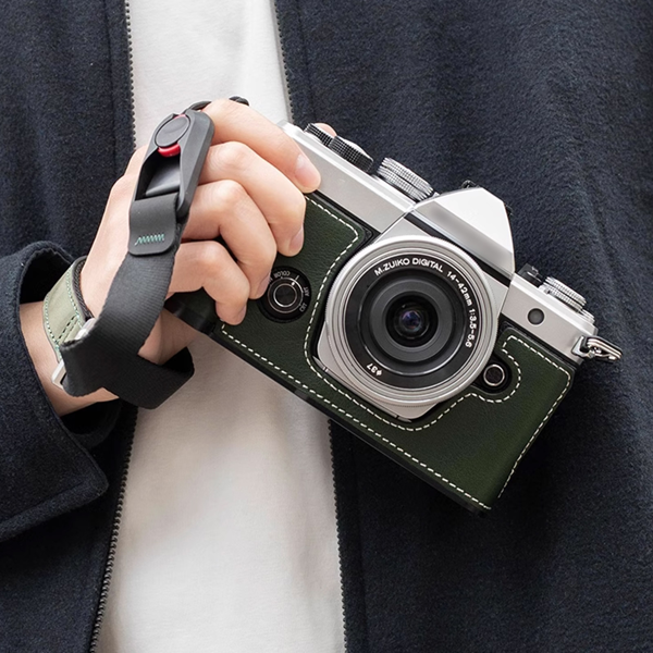 真皮手工相机手柄包，适用于奥林巴斯 OM SYSTEM OMVt（咖啡色）-19