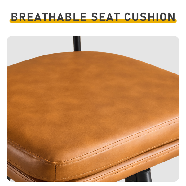 2pcs 靠背可拆 双层坐垫 PU 铁脚 吧椅凳 棕色 带转-7