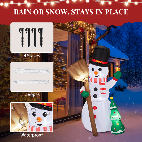 6.2FT 扫把雪人和树 3颗LED 210D涤纶 圣诞充气装饰 12V 12V,1000mA 英规-9